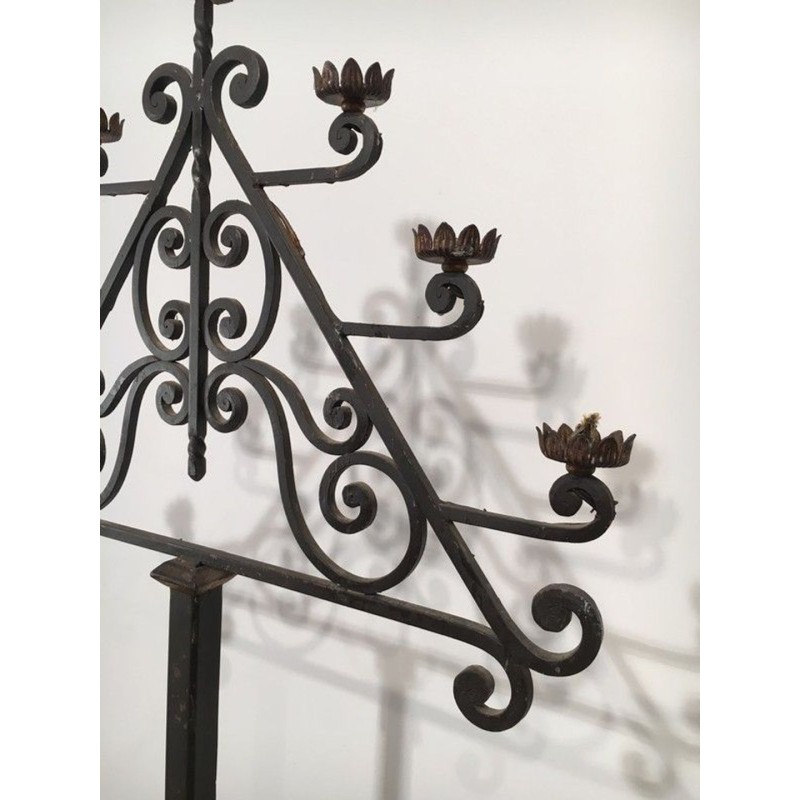 Lampadaire Fer Forgé à Sept Bras, Art Déco, Travail Français, vers 1940 | Maison BARROIS