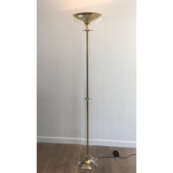 Rare Lampadaire en Laiton Doré et Plexiglass, Travail Italien, vers 1970 | Maison BARROIS