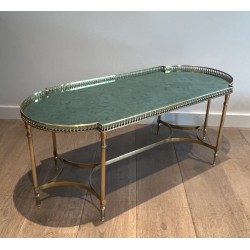Table Basse Néoclassique en Laiton et Miroir Églomisé, dans le Goût de Maria Pergay, Travail Français, Vers 1940