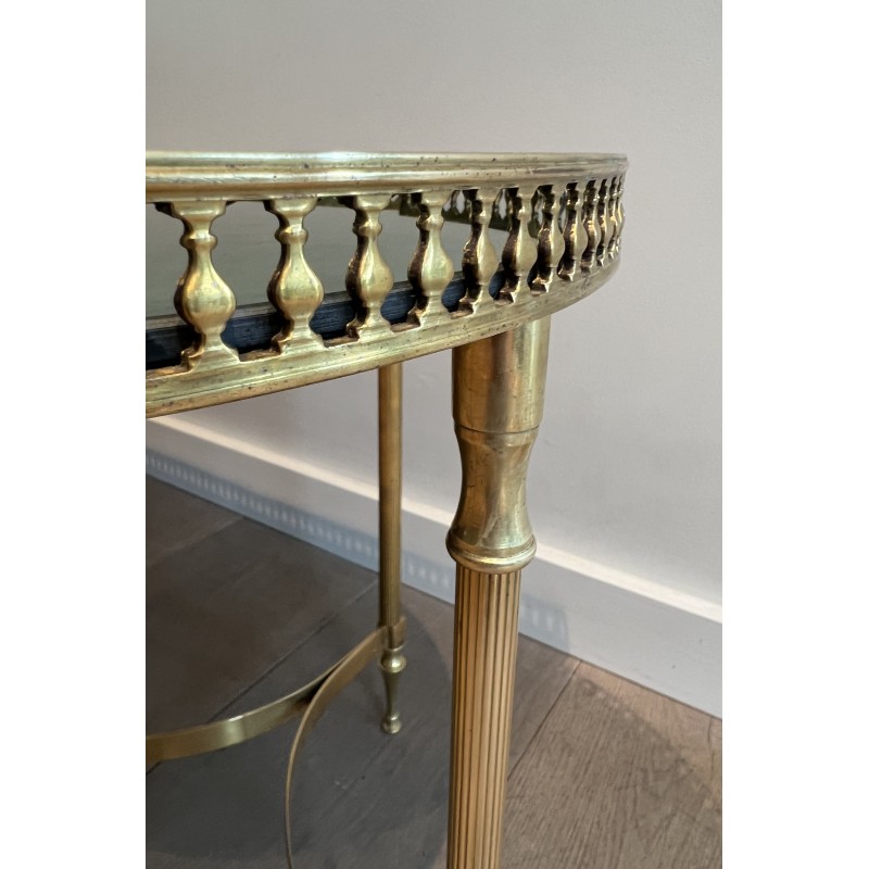 Table Basse Néoclassique en Laiton et Miroir Églomisé, dans le Goût de Maria Pergay, Travail Français, Vers 1940