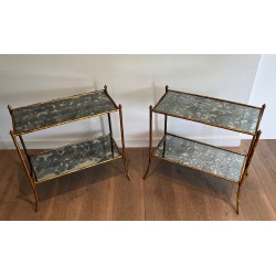 Paire de Bouts de Canapé Façon Faux-Bambou dans le goût de la Maison Baguès. Vers 1940