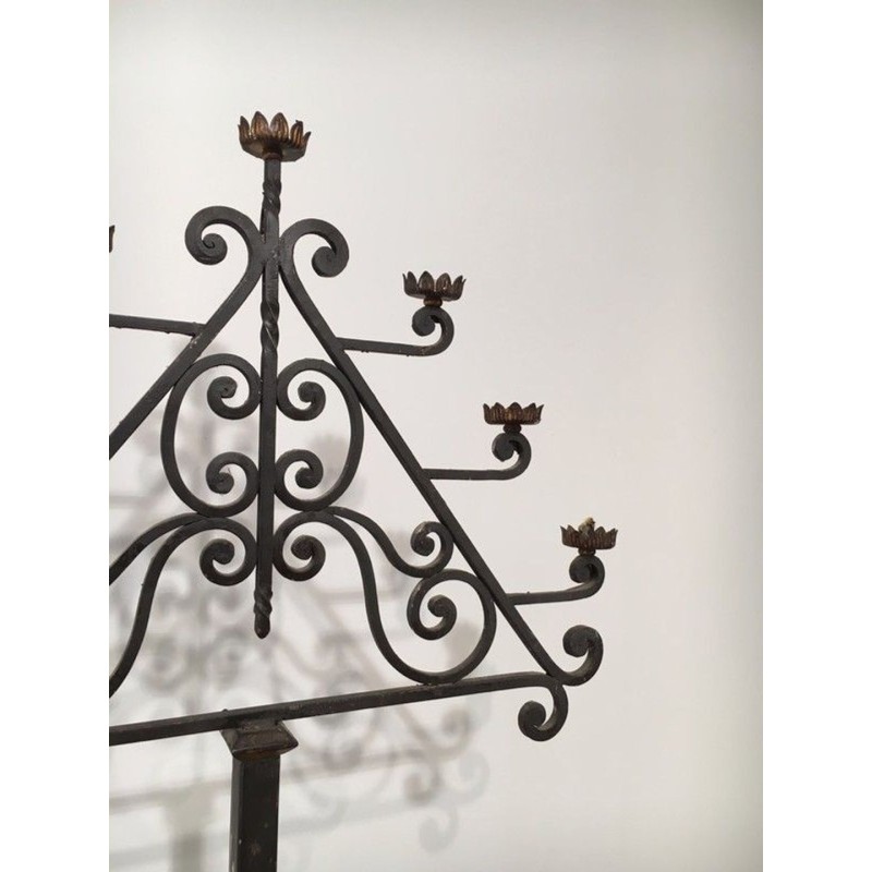Lampadaire Fer Forgé à Sept Bras, Art Déco, Travail Français, vers 1940 | Maison BARROIS