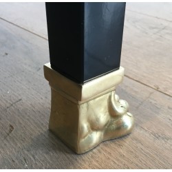 Table Basse de Guy Lefèvre pour la Maison Jansen, Métal Laqué Noir, Laiton et Résine Malachite, Vers 1970