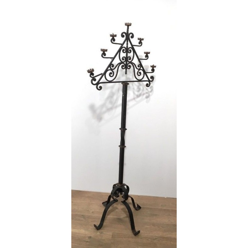 Seven-Arm Wrought Iron Floor Lamp, Art Déco, French Work, circa 1940 | Maison BARROIS