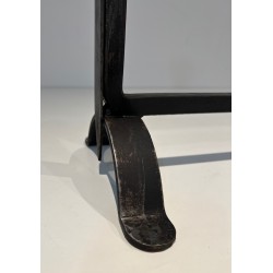 Pair of Hammered Wrought Iron Andirons, French Work, Circa 1950