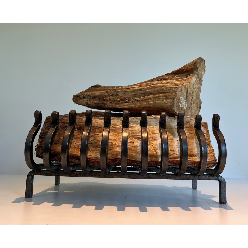 Wrought Iron Log Holder, French Work, Circa 1950