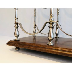 Silvered Metal Bottle Holder on Wooden Base, French Work, Circa 1960