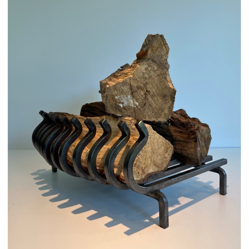 Wrought Iron Log Holder, French Work, Circa 1950