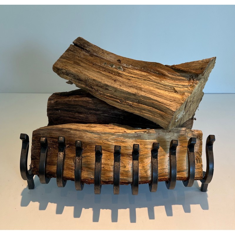 Wrought Iron Log Holder, French Work, Circa 1950