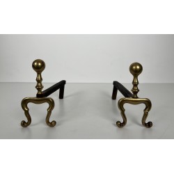Paire de Chenets en Bronze de Style Néoclassique, Travail Français, Vers 1920
