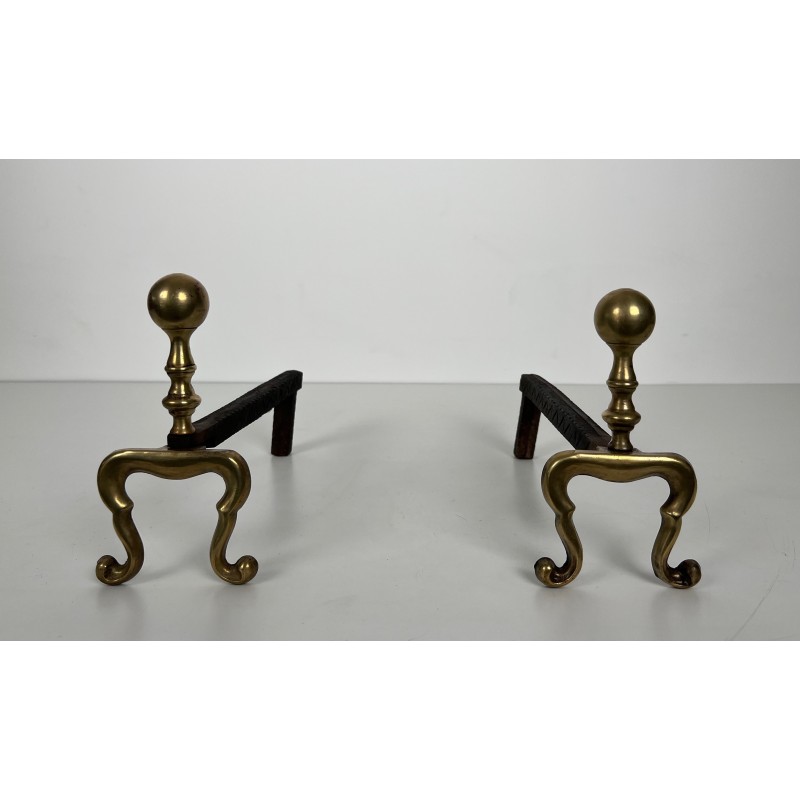 Pair of Neoclassical Style Bronze Andirons, French Work, Circa 1920