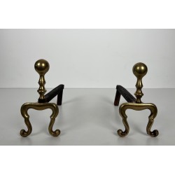 Pair of Neoclassical Style Bronze Andirons, French Work, Circa 1920