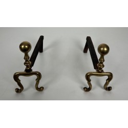 Paire de Chenets en Bronze de Style Néoclassique, Travail Français, Vers 1920