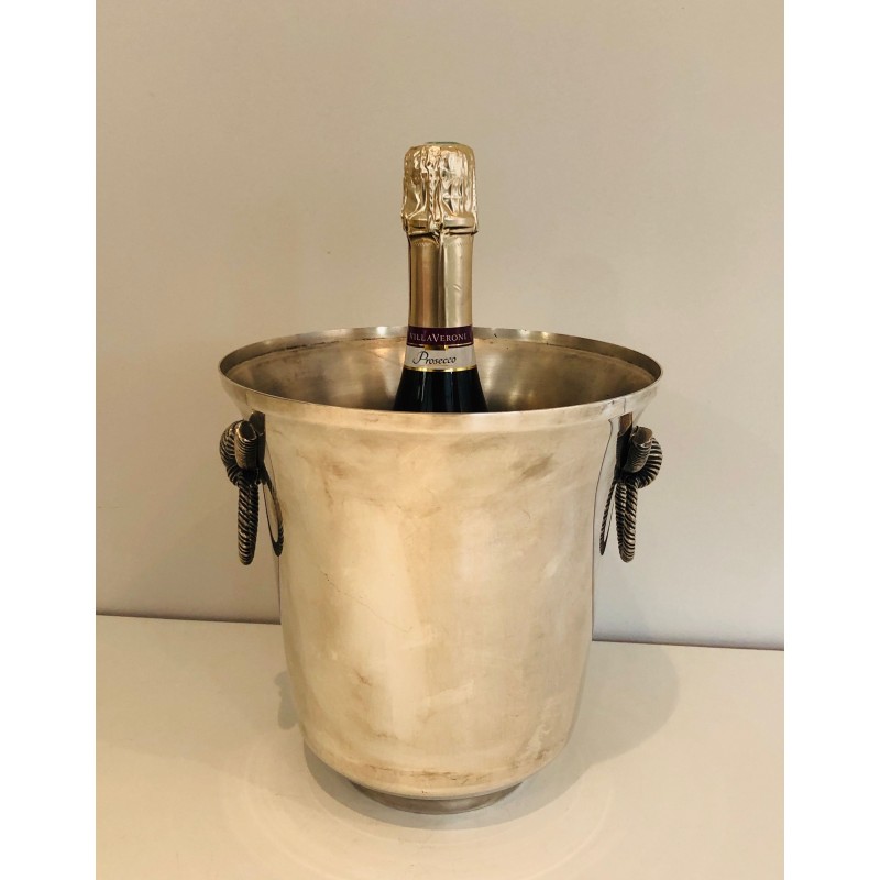Seau à Champagne en Métal Argenté, Travail Français, Vers 1900