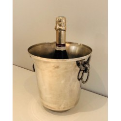 Seau à Champagne en Métal Argenté, Travail Français, Vers 1900