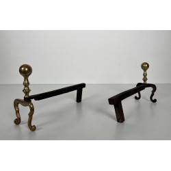 Pair of Neoclassical Style Bronze Andirons, French Work, Circa 1920