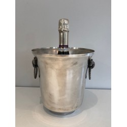 Seau à Champagne en Métal Argenté, Travail Français, Vers 1900