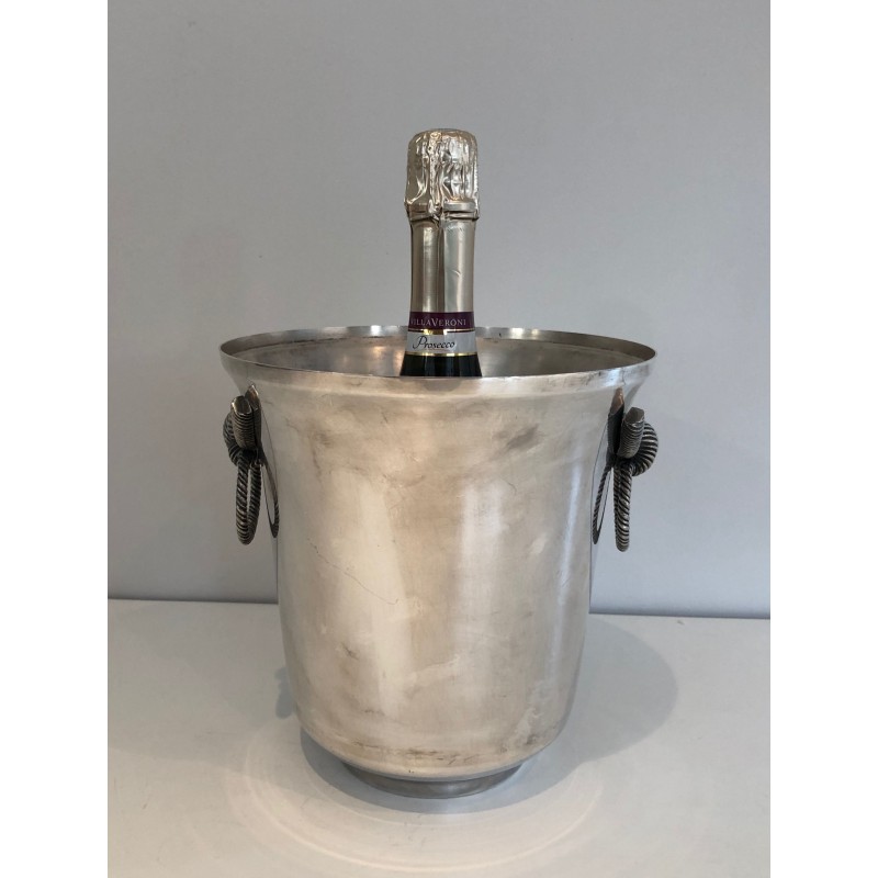 Seau à Champagne en Métal Argenté, Travail Français, Vers 1900