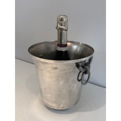 Seau à Champagne en Métal Argenté, Travail Français, Vers 1900