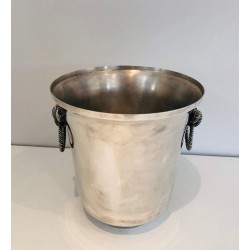 Seau à Champagne en Métal Argenté, Travail Français, Vers 1900