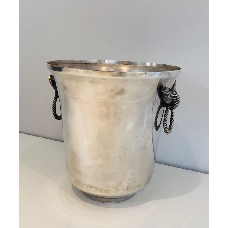 Seau à Champagne en Métal Argenté, Travail Français, Vers 1900