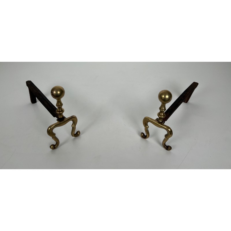 Pair of Neoclassical Style Bronze Andirons, French Work, Circa 1920
