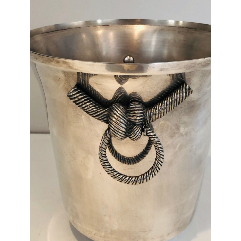 Seau à Champagne en Métal Argenté, Travail Français, Vers 1900