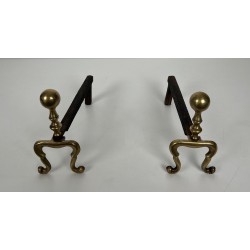 Pair of Neoclassical Style Bronze Andirons, French Work, Circa 1920