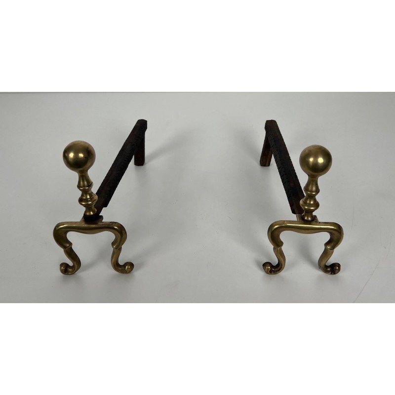 Pair of Neoclassical Style Bronze Andirons, French Work, Circa 1920