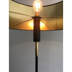 Lampadaire en Métal Laqué Noir et Laiton, Travail Français, vers 1950 | Maison BARROIS