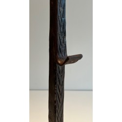 Pair of Wrought Iron Landiers with Ratchet Rack, Fine French Ironwork, 18th Century