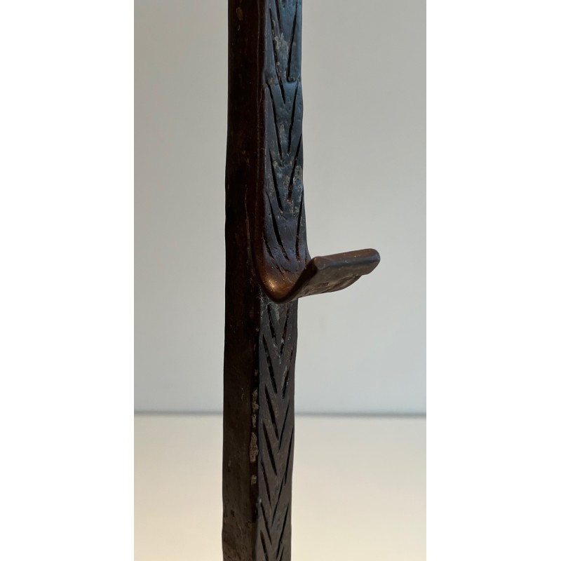 Pair of Wrought Iron Landiers with Ratchet Rack, Fine French Ironwork, 18th Century