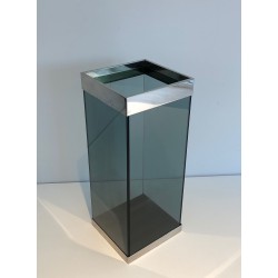 Porte-Parapluie en Verre et Chrome, Travail Français, Vers 1970