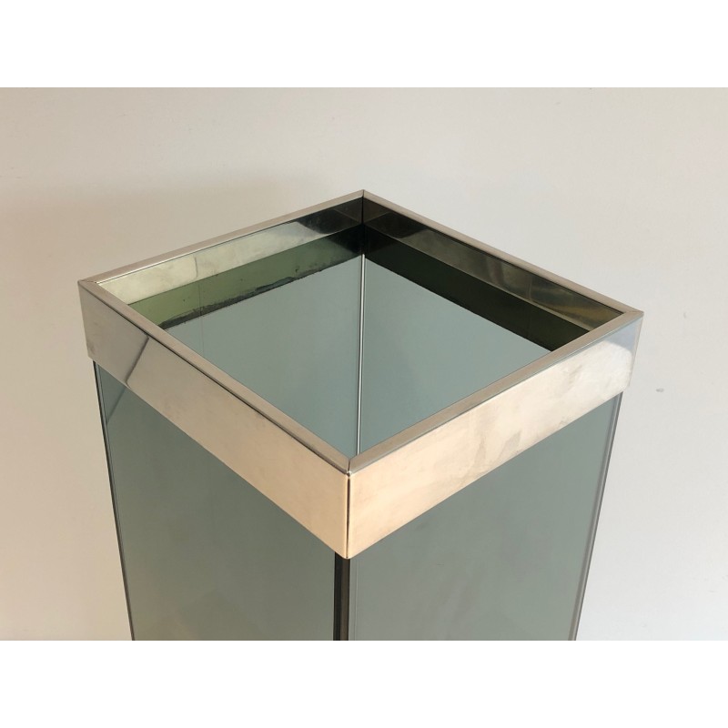 Glass and Chrome Umbrella Stand, French Work, Circa 1970