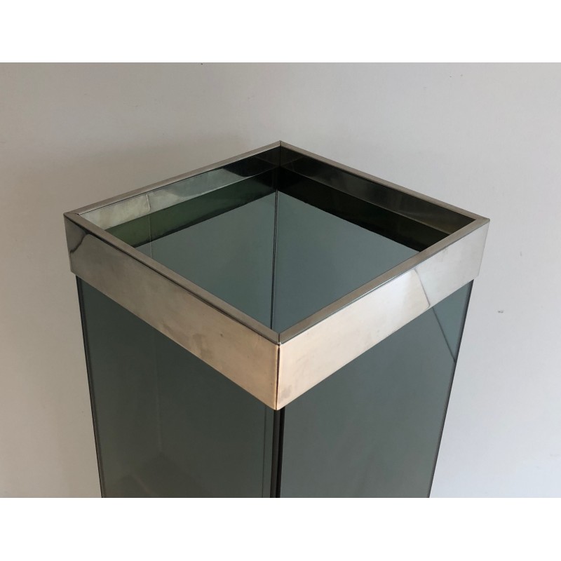 Glass and Chrome Umbrella Stand, French Work, Circa 1970