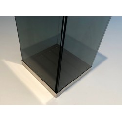 Porte-Parapluie en Verre et Chrome, Travail Français, Vers 1970