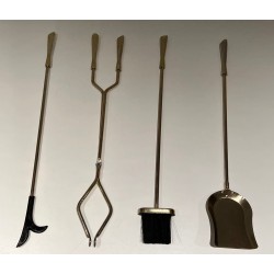 Nécessaire de Feu Moderniste en Laiton, Travail Français, Vers 1970