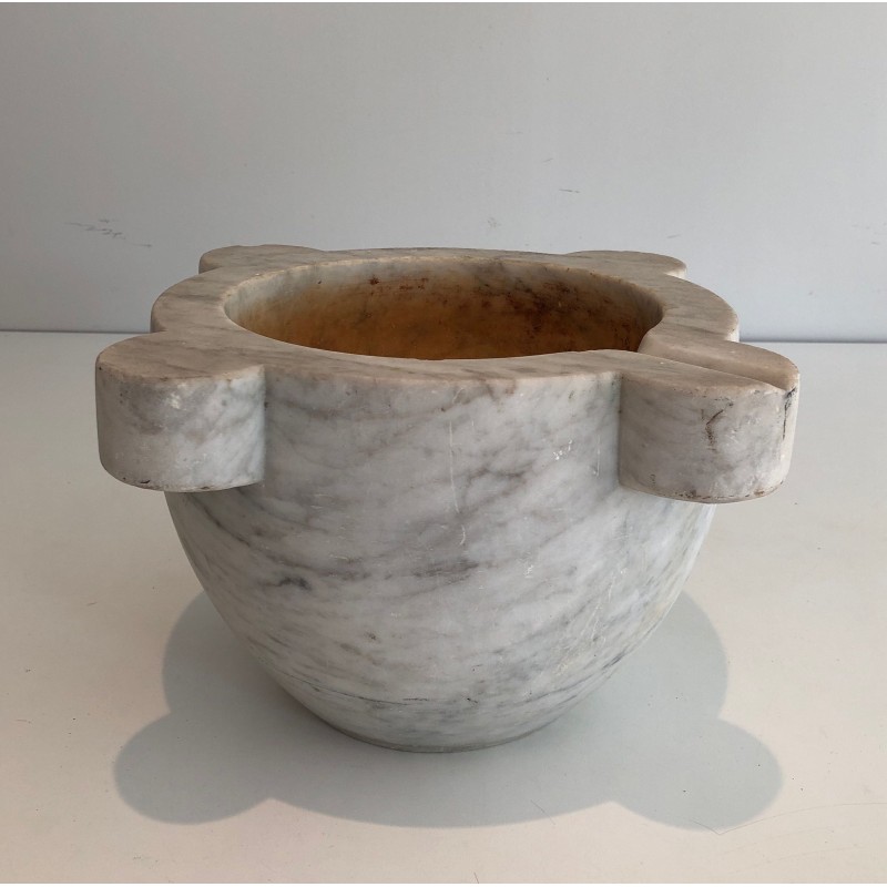 Important French Carrara Marble Mortar, 18th Century