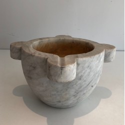 Important French Carrara Marble Mortar, 18th Century