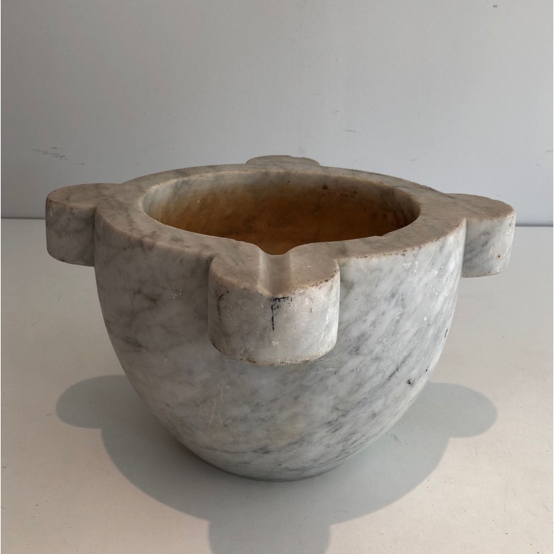 Important French Carrara Marble Mortar, 18th Century