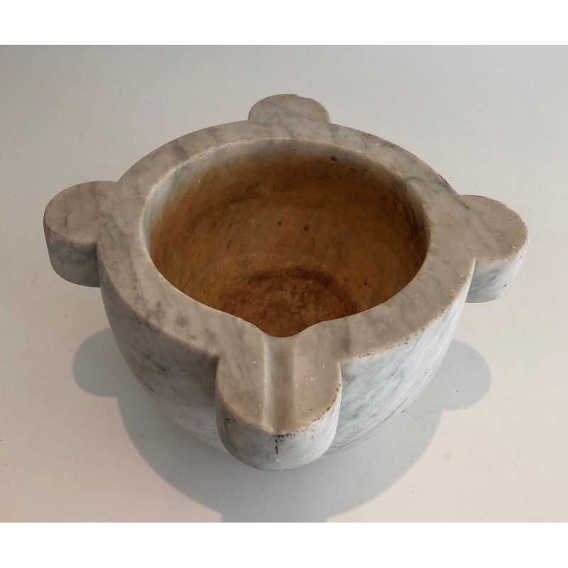 Important French Carrara Marble Mortar, 18th Century