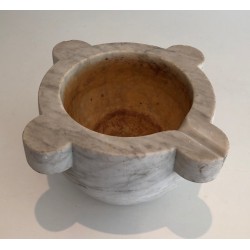 Important French Carrara Marble Mortar, 18th Century