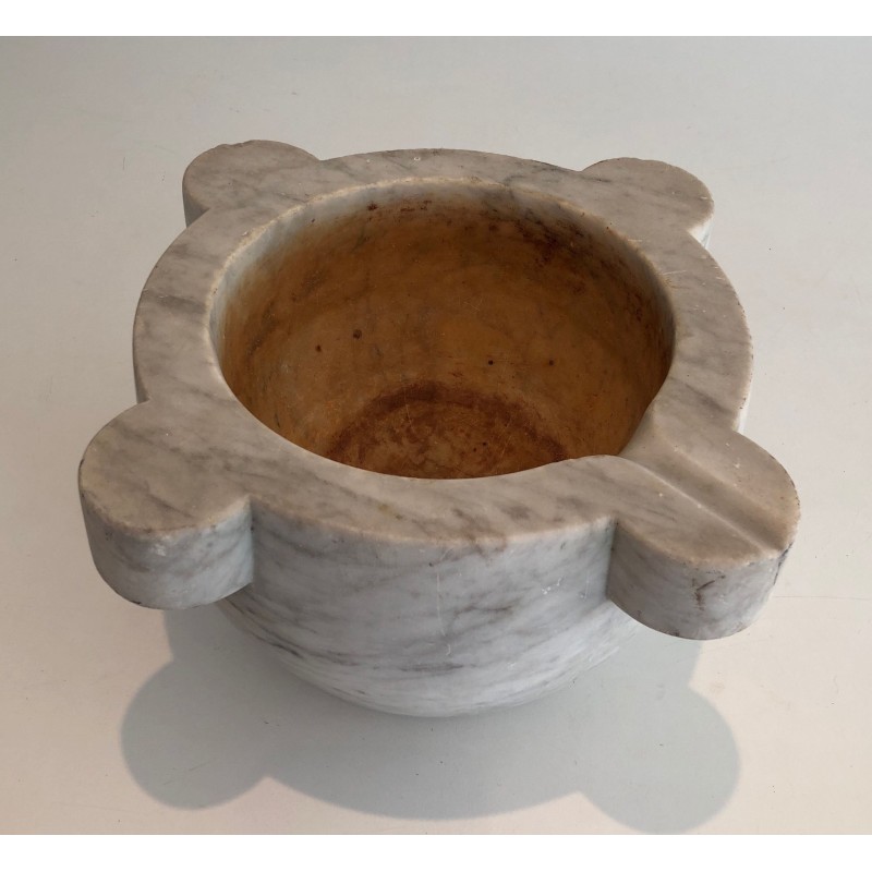 Important French Carrara Marble Mortar, 18th Century