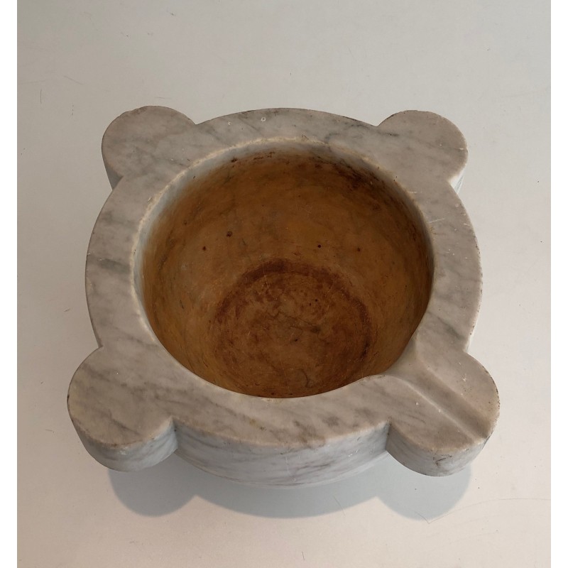 Important French Carrara Marble Mortar, 18th Century