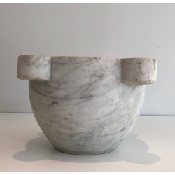 Important French Carrara Marble Mortar, 18th Century
