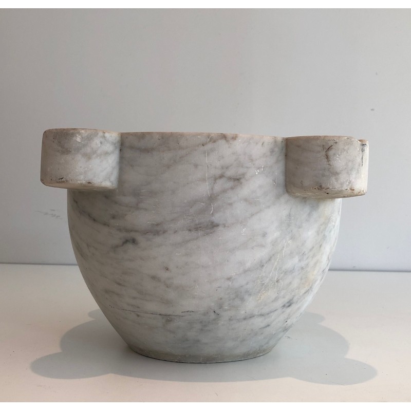 Important French Carrara Marble Mortar, 18th Century
