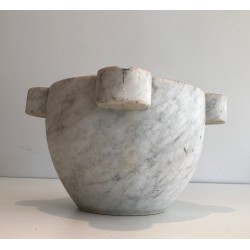 Important French Carrara Marble Mortar, 18th Century
