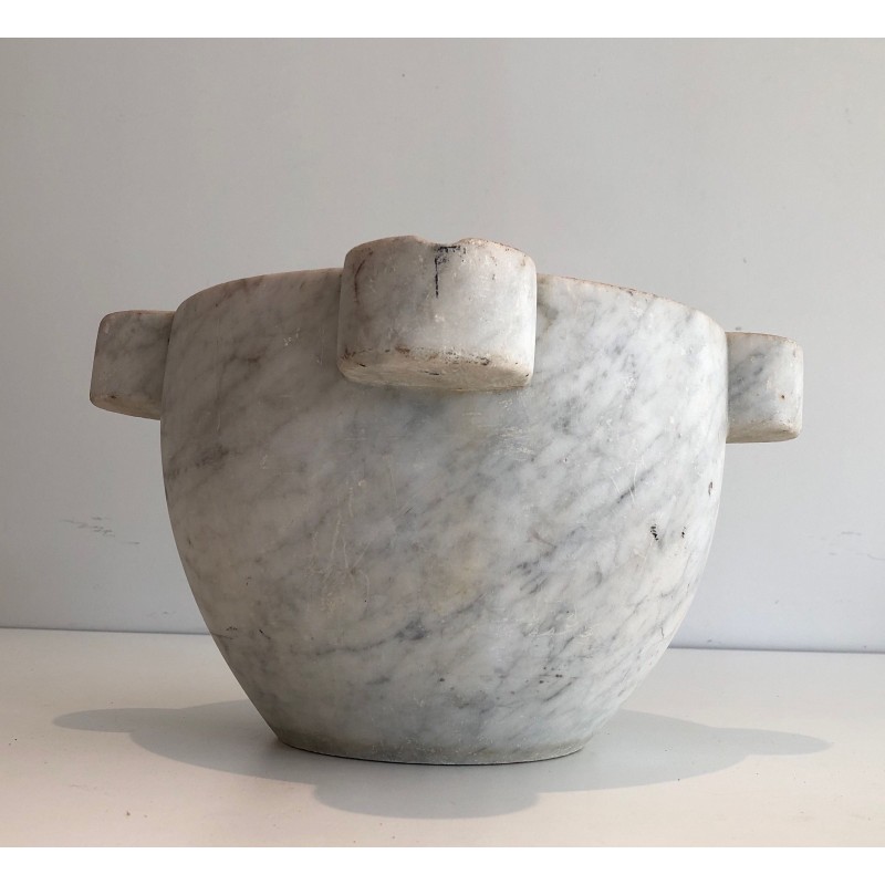 Important French Carrara Marble Mortar, 18th Century