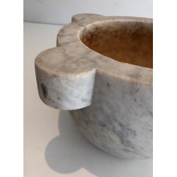 Important French Carrara Marble Mortar, 18th Century