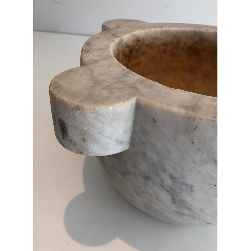 Important French Carrara Marble Mortar, 18th Century